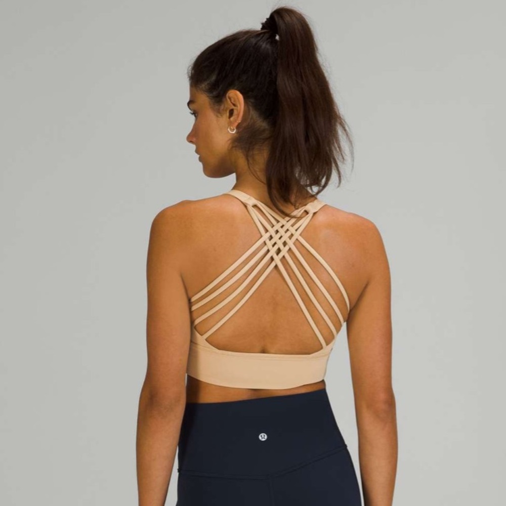 EUC Lululemon Free to Be High-Neck Longline Bra Wild Light Support Pecan Tan - Picture 2 of 8